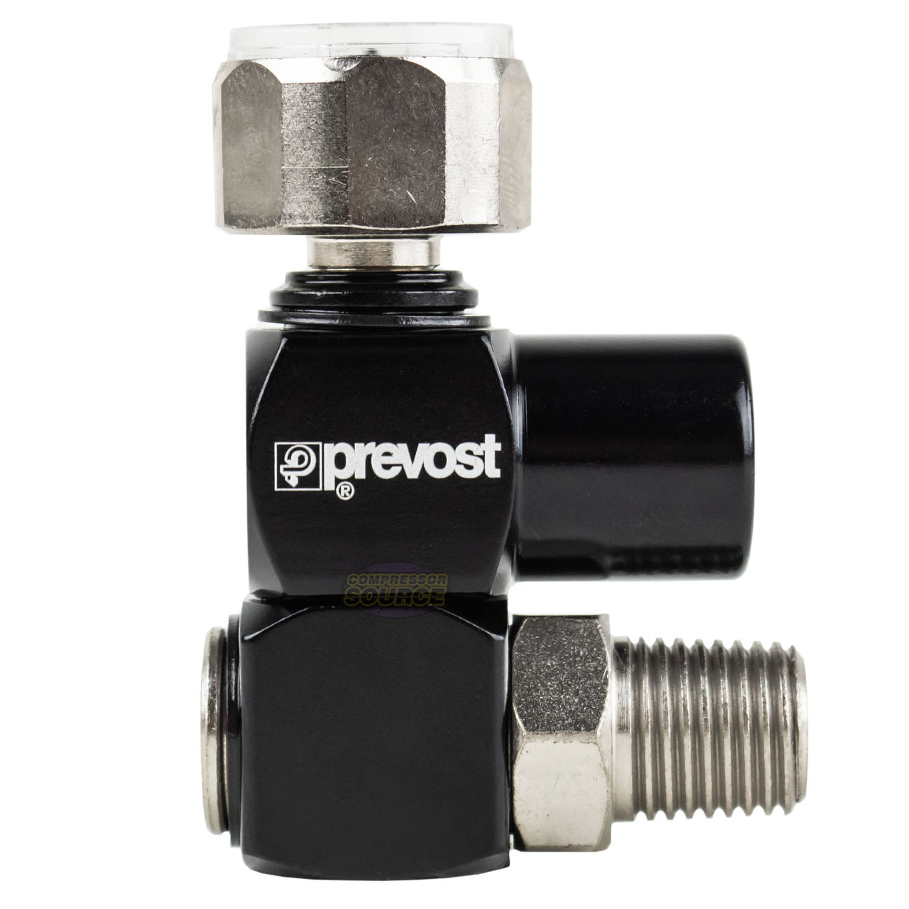 New Prevost Universal 360 Air Hose Swivel Connector With Pressure Gauge